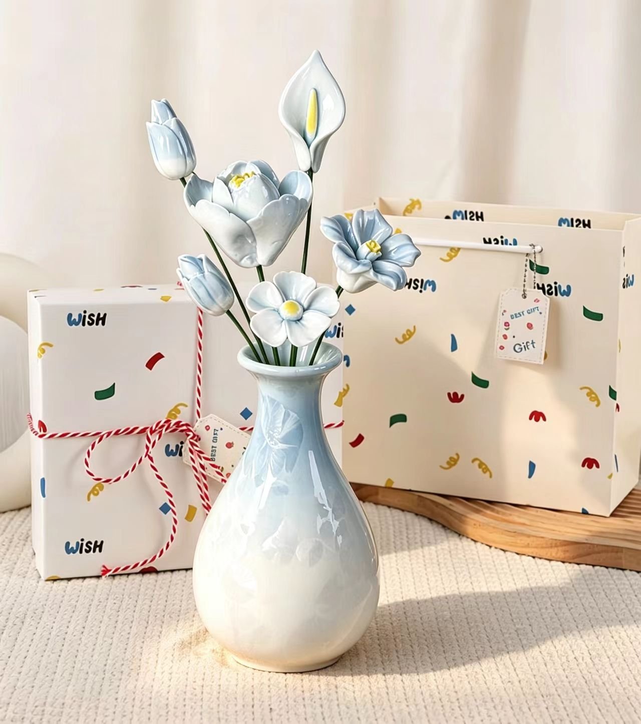 Blue and white vase in a quiet room
